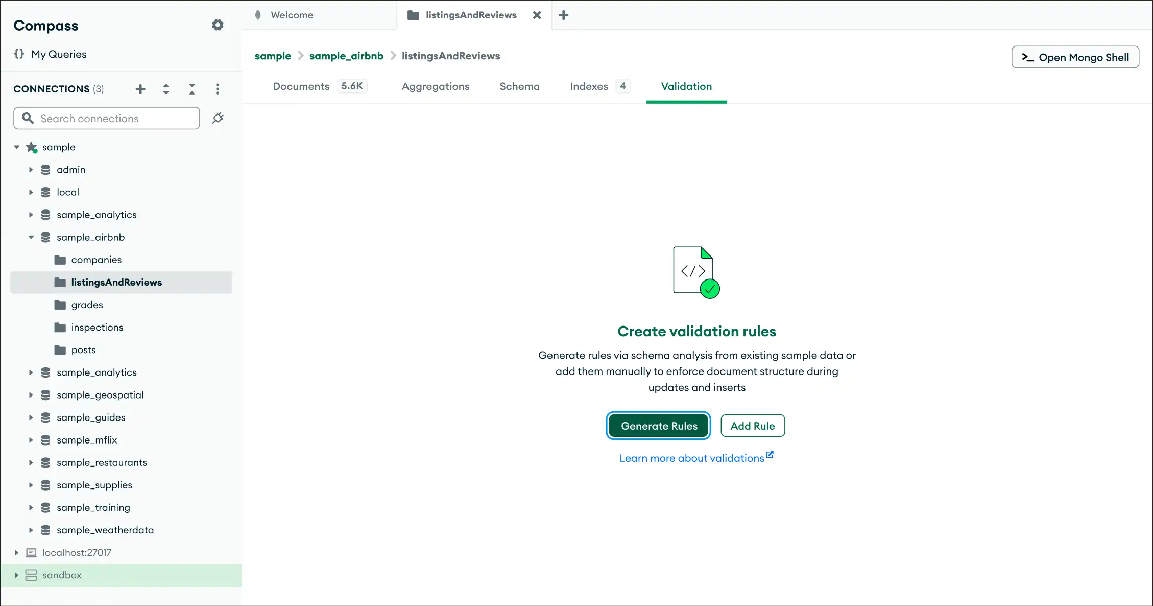 Validation view